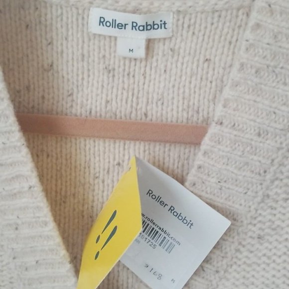 Roller Rabbit M, Ivory, Galvin Cardigan, 80% Lambs Wool, 20% Nylon - Picture 3 of 5